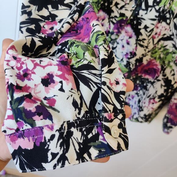 j. Jill Floral Long Sleeve Multicolor Shirt Blouse Sz XL Collared Front Pocket - Picture 6 of 10